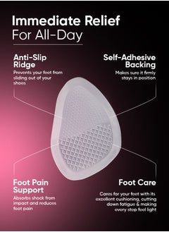 Frido Frido Ouch Free High Heels Ball of Foot Cushions, Anti-Skid Reusable Metatarsal Pads with Soft Gel Cushion, Pain Relief, Blister Prevention, Pack of 2 Pairs (1 Wide & 1 Compact)  - Image 3