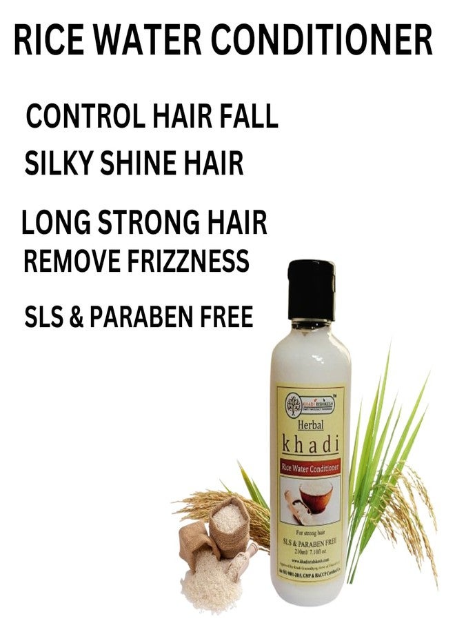 Khadi Rishikesh Herbal Rice Water Conditioner for Control Hair Fall-Firzz Free Hair-Hair Silky Shine Smooth-Women & Men-210x2=420Ml-SLS & Paraben Free - Image 3
