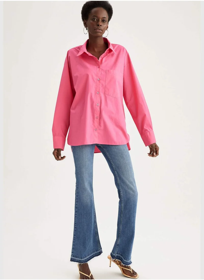 ديفاكتو Woman Oversize Fit Woven Long Sleeve Shirt