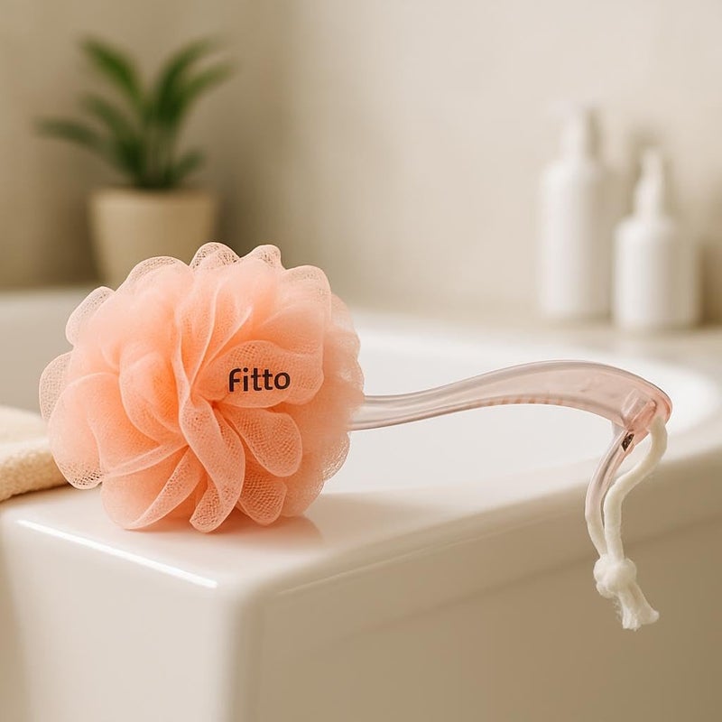 Fitto Bath Body Brush Loofah with Long Handle for Men & Women - Image 2