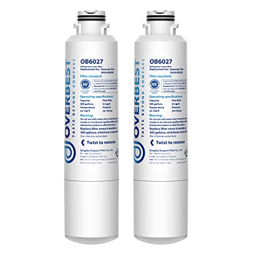 Overbest DA29-00020B Refrigerator Water Filter, Replacement for Samsung DA29-00020B, HAF-CIN/EXP, 46-9101, RF4267HARS, 2 Filters - Image 1
