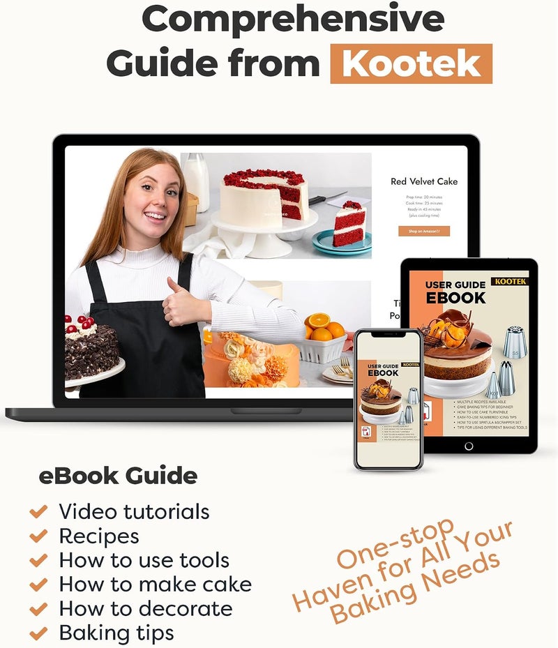 Kootek 71PCs Cake Decorating Supplies Kit with Turntable, Piping Tips, Spatulas, and Piping Bags - Image 4