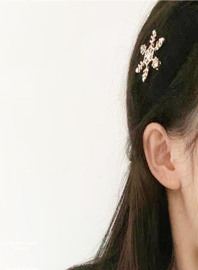 RUSTAMM 6 PCS Snowflake Rhinestone Hair Clips Gold silver Hairpins Christmas Winter Holiday Crystal Hairpin Barrette Wedding Bridal Hair Accessories for Women Girls - Image 5