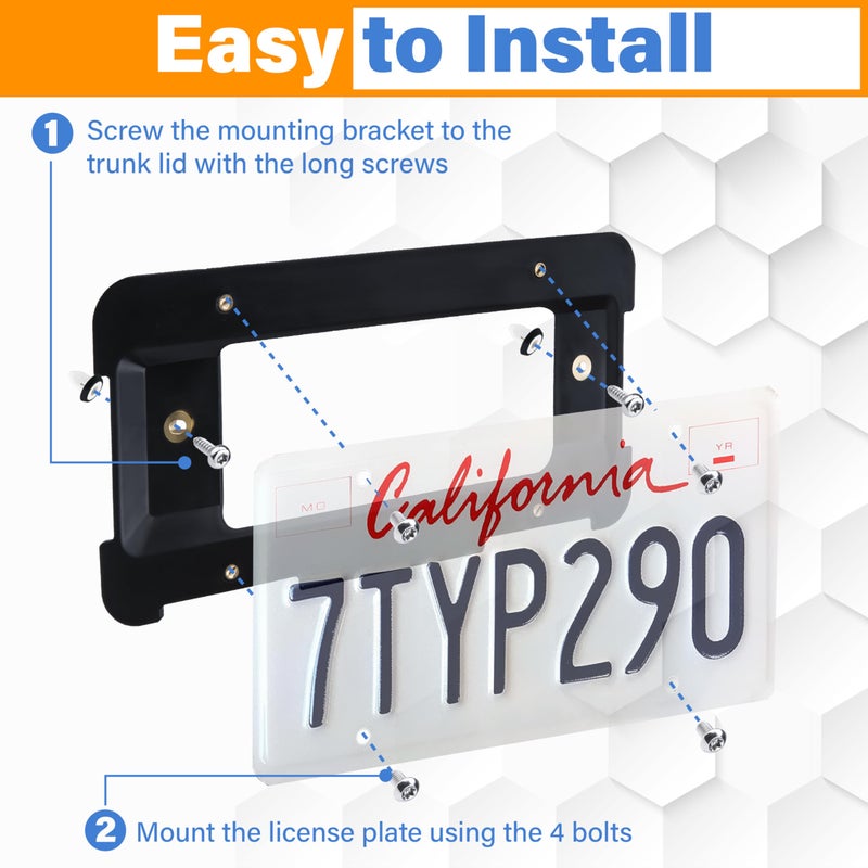 BFXM Rear License Plate Frame Bracket, Car License Plate Holder Mounting Kit, Compatible for BMW 1/2/3/4/5/6 Series, 328i 323i 528i M3, 2002-2019 Mini Cooper, 51187160607 & 511882380615/51188238061 - Image 4