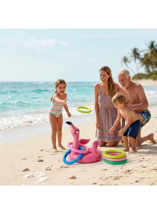 Best Brands Inflatable Flamingo Ring Toss Game for Kids & Adults, Colorful Flamingo Hoop Toss Game, Fun Outdoor Lawn & Pool Game, Family Party Game for Backyard, Beach & Gatherings - Image 2