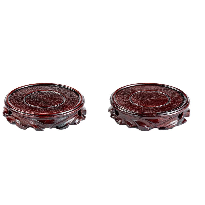 Thy Collectibles Set of 2 Oriental Rosewood Plant and Drink Coasters Stands for Small House Plants Coffee Table Desk Office Home Decor D4 x H075