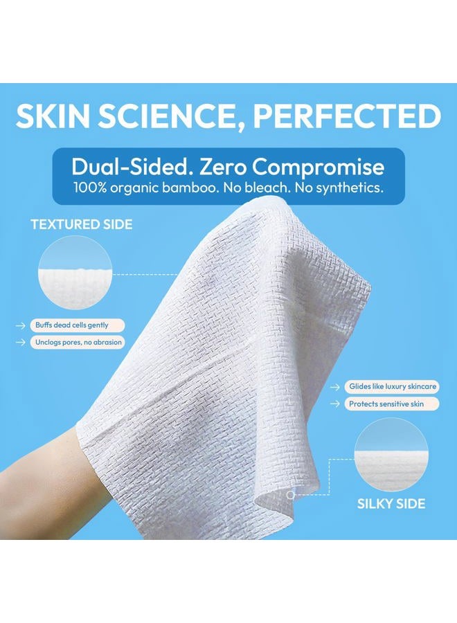 FOMIN Disposable Face Towels - 100 Count (2 Pack) 100% Biodegradable Ultra-Soft Face Towelette For Washing Face & Makeup Removal, 1ST Certified Vegan & Cruelty Free Facial Washcloth for All Skin Types - Image 4