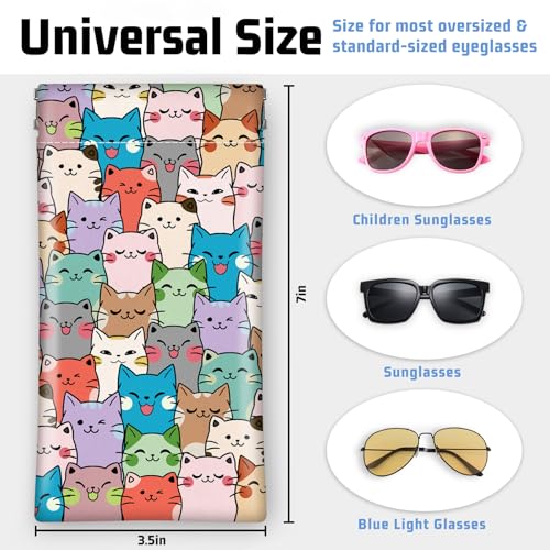 Mcapirivo Soft Sunglass Eyeglass Glasses Case,7x3.5inches, Portable Pu Leather Squeeze Top Sunglasses Holder Bag Pouch for Women Men Cats - Image 4