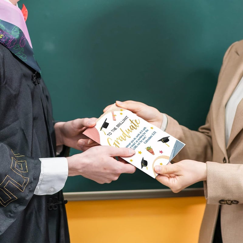 سيبا تري بطاقات تخرج دينية من شجرة السيبا، بطاقات تهنئة مسيحية للخريجين، مجموعة متنوعة من البطاقات المذهبة بالذهب مع أظرف - Image 5