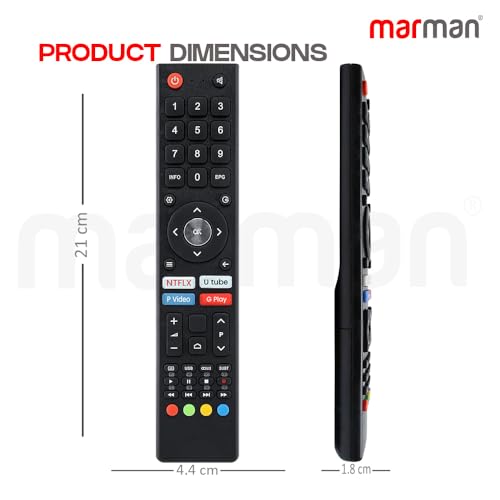marman® Compatible with BPL Smart TV Remote Control Original Model 32H D5300 32H-D4301 43F-A4301 Suitable for Android HD 4k UHD LED QLED Televisions Non Voice Command with Hotkeys - Image 5