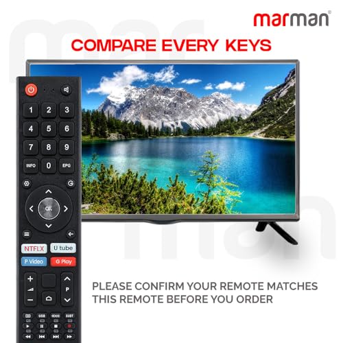 marman® Compatible with BPL Smart TV Remote Control Original Model 32H D5300 32H-D4301 43F-A4301 Suitable for Android HD 4k UHD LED QLED Televisions Non Voice Command with Hotkeys - Image 4
