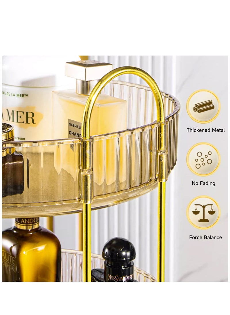 Arabest - منظم مستحضرات التجميل الدوار بطبقتين، منظم سطح الحمام، منظم طاولة الزينة ذو سعة كبيرة، تخزين ومنظم منزلي - Image 1