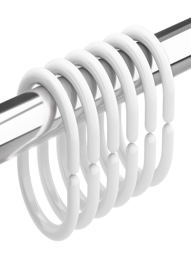 Amazer White Shower Curtain Hooks Rings, 24 Pcs Plastic Shower Curtain Rings, Plastic Shower Curtain Hooks for Bathroom Shower Rod, White Shower Hooks Rings Loops for Shower Curtain - Image 1