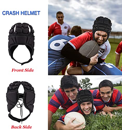 GREUS Adjustable Rugby Helmet Headguard Soft Padded Shell Hockey Head Guard Soccer Protective Headgear Scrum Cap 7v8 Flag Football Head Protector Support Soft Foam Autism Goalie Helmet for Adults Youth - Image 3