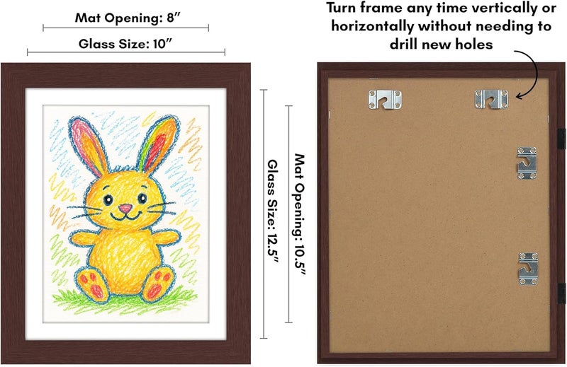 Americanflat 10x12.5 Kids Art Frame - Front Loading Picture Frame - Use as 8.5x11 Frame with Mat or 10x12.5 Frame Without Mat - My Mini Masterpiece - Holds 100 Artworks - Mahogany - Image 3