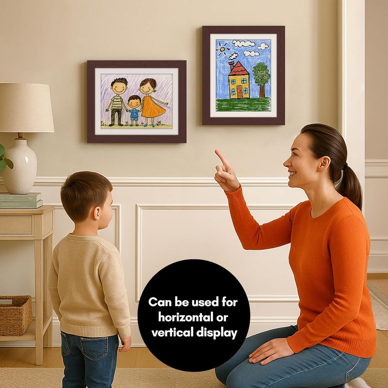 Americanflat 10x12.5 Kids Art Frame - Front Loading Picture Frame - Use as 8.5x11 Frame with Mat or 10x12.5 Frame Without Mat - My Mini Masterpiece - Holds 100 Artworks - Mahogany - Image 4