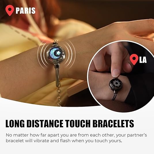 TOTWOO Touch Bracelets for Couples, Vibration & Light up for Love Couples Long Distance Relationship Gifts for Girlfriend Bluetooth Pairing Jewelry - Image 2