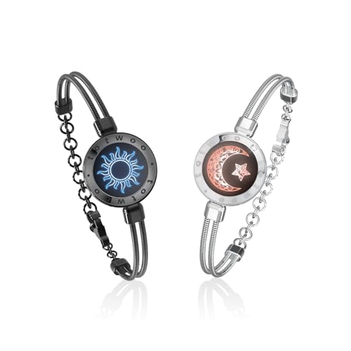 TOTWOO Touch Bracelets for Couples, Vibration & Light up for Love Couples Long Distance Relationship Gifts for Girlfriend Bluetooth Pairing Jewelry - Image 1