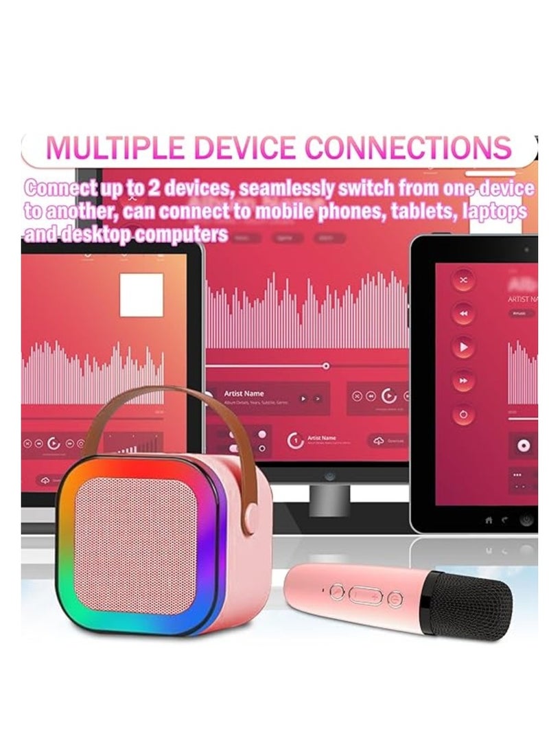Karaoke Machine for Kids, Mini Karaoke Machine for Kids, Portable Mini Bluetooth Speaker with 1 Wireless Microphones, Christmas Birthday Toys Gifts for Boys & Girls - Image 2