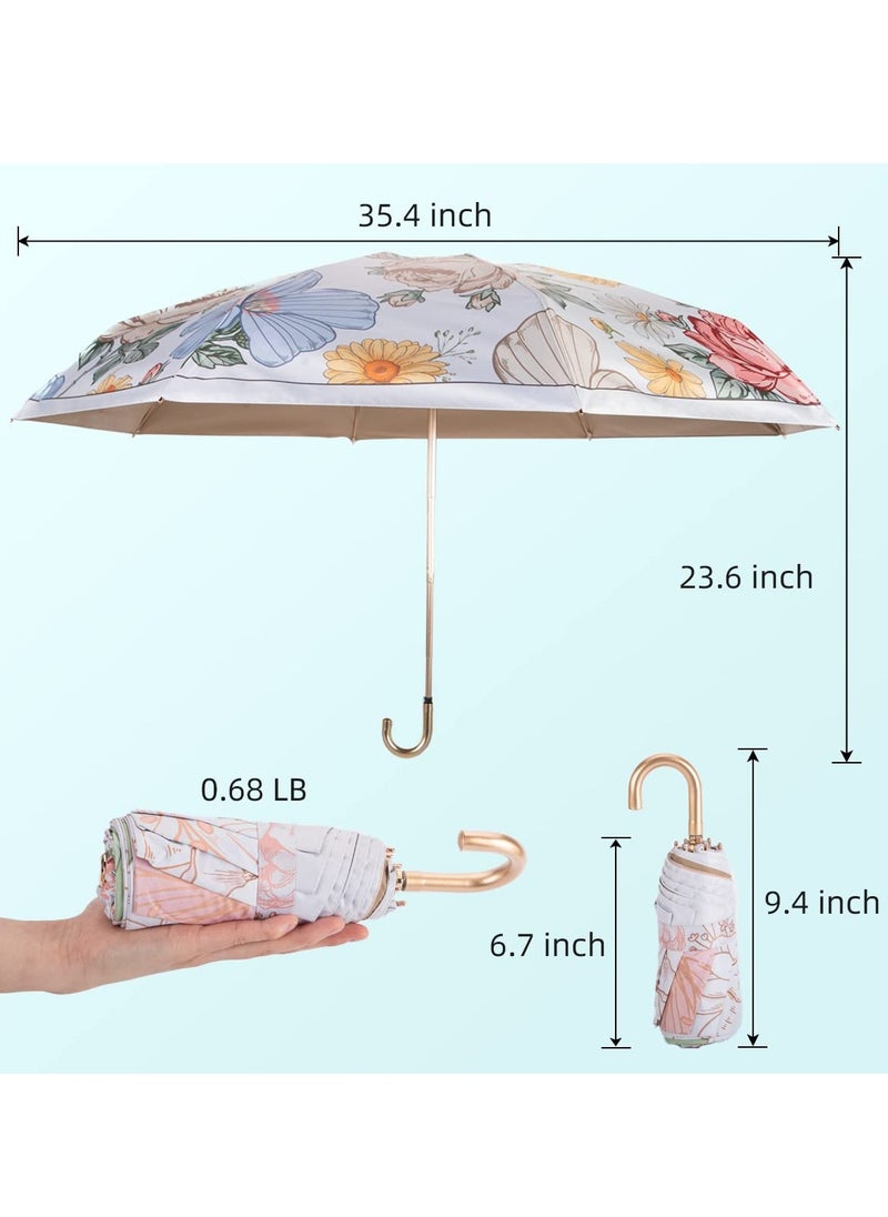 Excefore - Windproof Travel Umbrella, Compact Folding Umbrella, Small Umbrella for Rain&Sun, Parasol Umbrella UV Protection UV Blocker, 8 Ribs Lightweight & Portable Umbrella for Women, Girls - Image 1