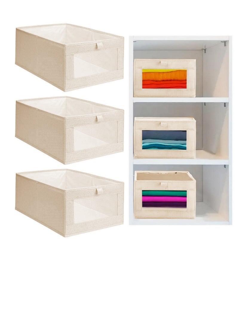 3PC's Clothes Storage Box – Foldable Wardrobe Organizer, Drawer Organizer, Made of Nonwoven. Ideal for Clothes & Books Storage Washable Closet Storage Basket for Neat and Efficient Organization. - Image 1