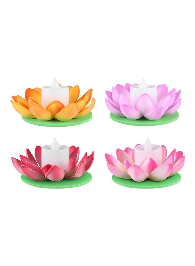 NIBEMINENT 4 Piece LED Candle Lotus Lantern Colorful Water Lily Wishing Lights For Pool Decor Multicolour  - Image 1