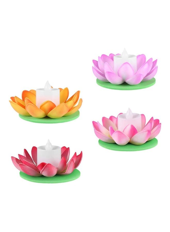 NIBEMINENT 4 Piece LED Candle Lotus Lantern Colorful Water Lily Wishing Lights For Pool Decor Multicolour  - Image 4
