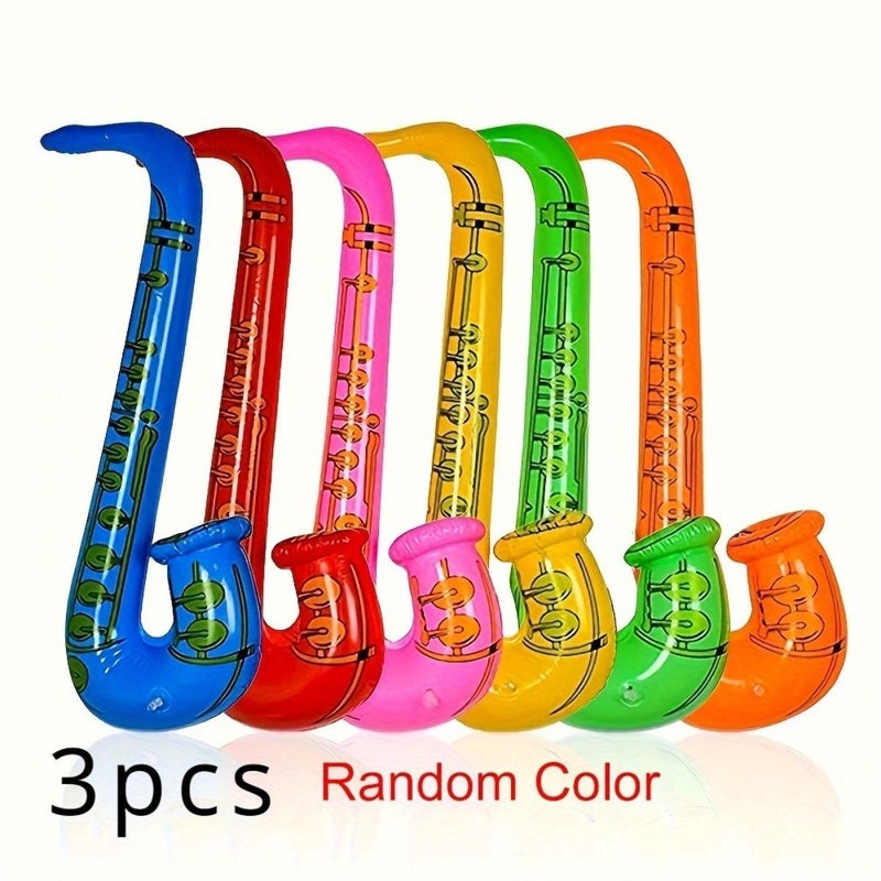 Set Of 3 Inflatable Saxophones Musical Instruments Party Favors - Image 3