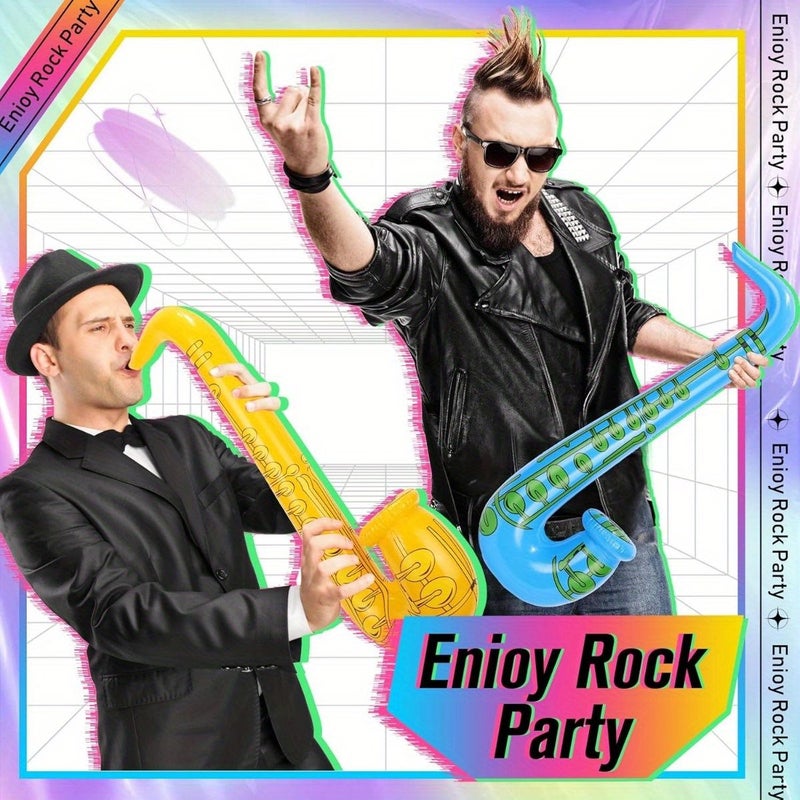 Set Of 3 Inflatable Saxophones Musical Instruments Party Favors - Image 4