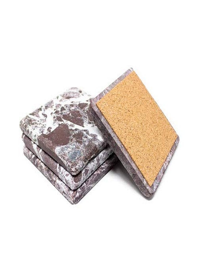 Marble Object Burgundy Marble Coasters with Backing Set of 4 Pieces - Image 1