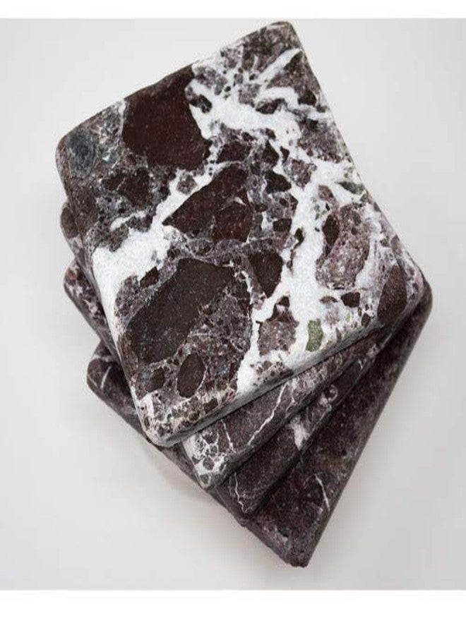 Marble Object Burgundy Marble Coasters with Backing Set of 4 Pieces - Image 3