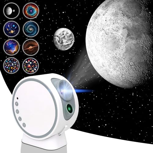 MERTTURM Star Projector, 8 HD Film Discs with Adjustable Lens, Planets Projector with Bluetooth Speaker, 12 White Noise for Sleeping, Ideal for Room Decoration, Plastic, Usb Corded Electric, Led - Image 1