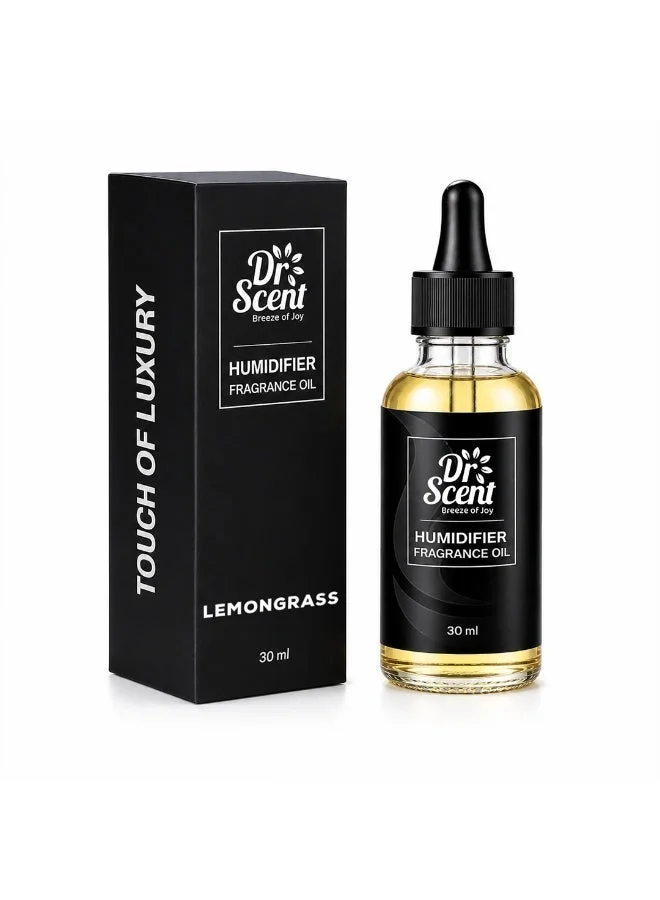 دكتور سينت Dr Scent Humidifier Fragrance Oil Lemongrass 30ml | Water-Compatible Humidifier Oil | Long Lasting Humidifier Scent | No Residue | IFRA Compliant | Premium Glass Bottle | For Humidifiers Only