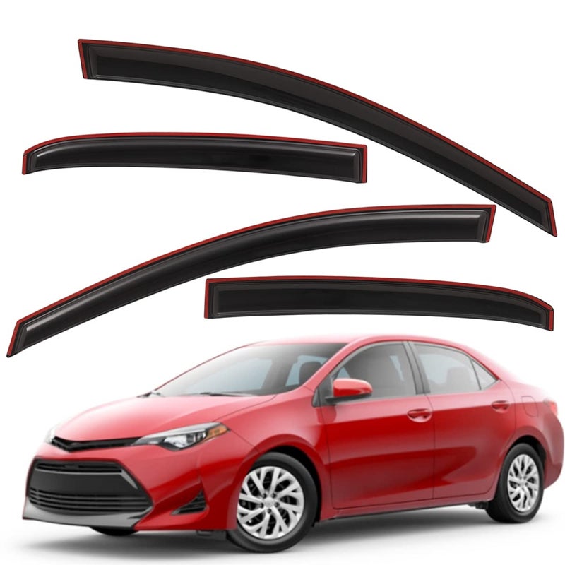 Lightronic Extra Durable Clipon inChannel Auto Vent Window Visor Fits 20142019 Toyota Corolla Sedan EXCLUDES Hatchback UV Protection Rain Guard Original Wind Deflector Dark Smoke 4Pcs
