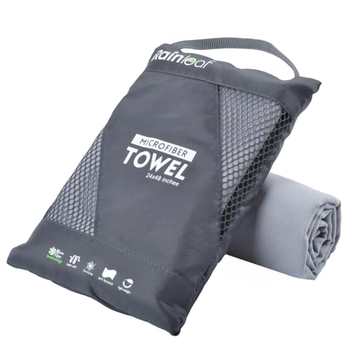 Rainleaf Microfiber Towel,Gray,40 X 72 Inches - Image 1