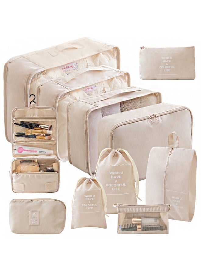 Magic Park 11 Set Packing Cubes for Suitcases Travel Organizer Bags Set Waterproof Clothes Organizer for Travel Accessories , Beige - Image 1