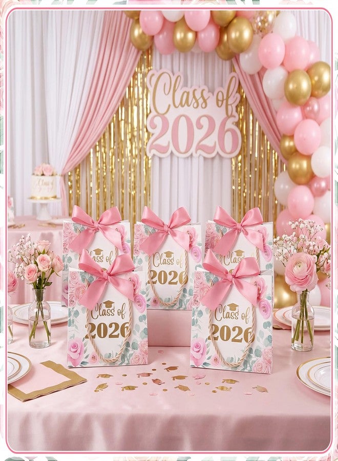 Yexiya 40 Pack Graduation Gift Bags Bulk Class of 2026 Pink Floral Graduation Party Bags 5.5" Congrats Grad Treat Bag for Gifts with Handles and Bow Ribbon Grad Paper Treat Gifts for Party - Image 5