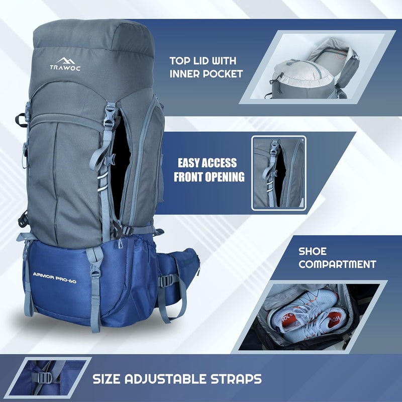 Trawoc حقيبة ظهر سفر TRAWOC ARMOR PRO 60L - Image 5
