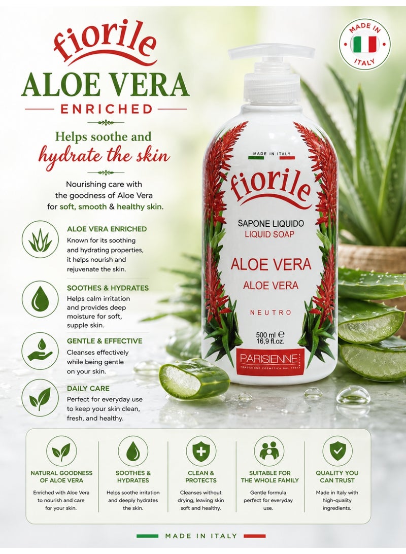 fiorile Parisienne Liquid Soap Aloe Vera 500ML | Gentle Hydration & Refreshing Daily Care | Hand Wash | Germ Protection & Deep Cleansing | Soothing & Moisturizing Effect - Image 3