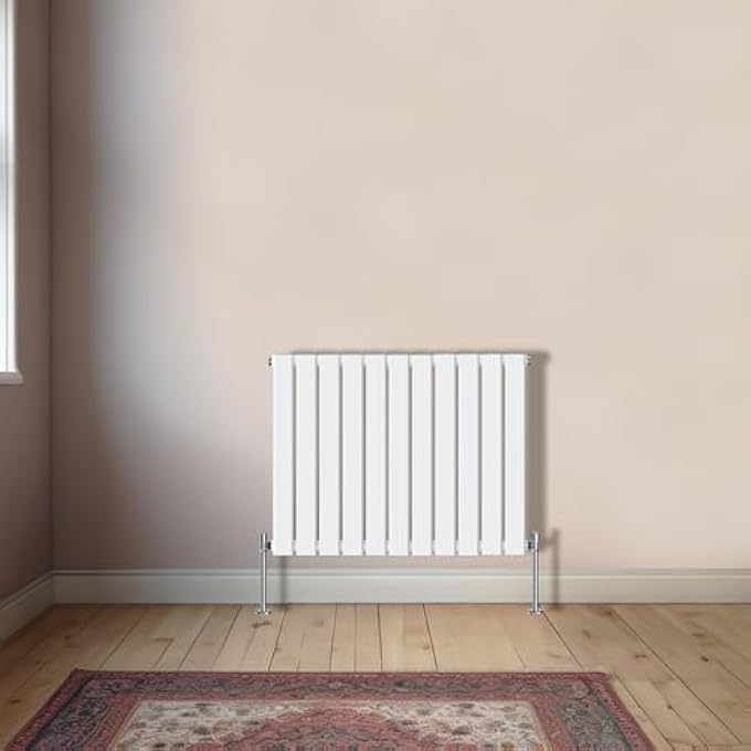 GLOSS WHITE DESIGNER RADIATOR FLAT SINGLE PANEL 600X748 CENTRAL HEATING RADS - Image 2