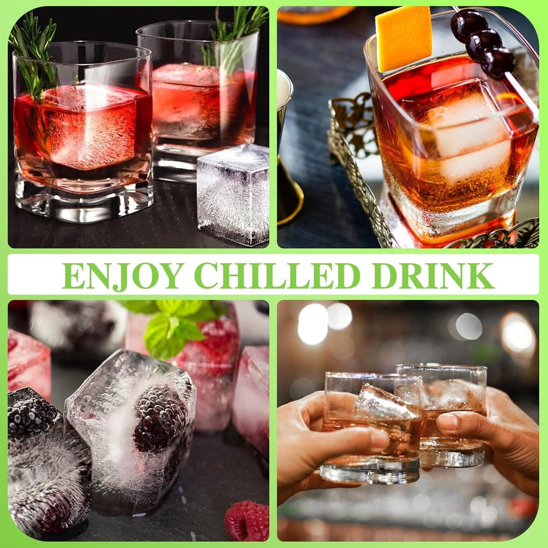GGUW Large Ice Cube Tray for Whiskey: 2inch Big Silicone Ice Cube Trays with Lid - Old Fashioned Ice Trays for Cocktail - Square Bourbon Ice Cube Maker for Whisky - Image 5