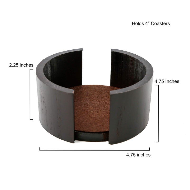 Thirstystone Dark Walnut Wood Coaster Holder 4.75â€ Diameter Holds 4â€ Round Coasters - Image 2