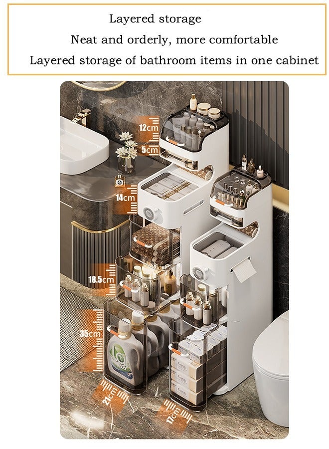 FLYROAD 7-Tiers Slim Bathroom Storage Cabinet, Narrow Storage Cabinet with Drawers, Plastic Waterproof Bathroom Organizer for Small Spaces, Kitchen, Laundry, Living Room - Image 3