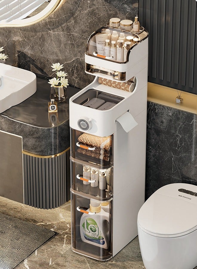 FLYROAD 7-Tiers Slim Bathroom Storage Cabinet, Narrow Storage Cabinet with Drawers, Plastic Waterproof Bathroom Organizer for Small Spaces, Kitchen, Laundry, Living Room - Image 1