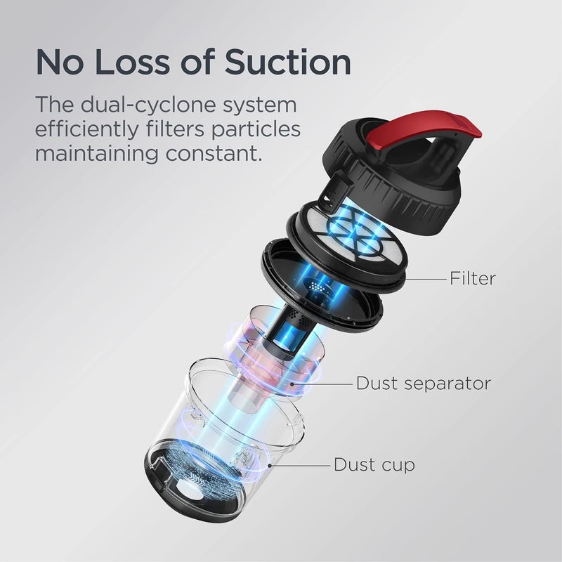 EUREKA مكنسة كهربائية بدون كيس، مكنسة خفيفة للسجاد والأرضيات الصلبة، حمراء، وايرلند NEN110D - Image 4