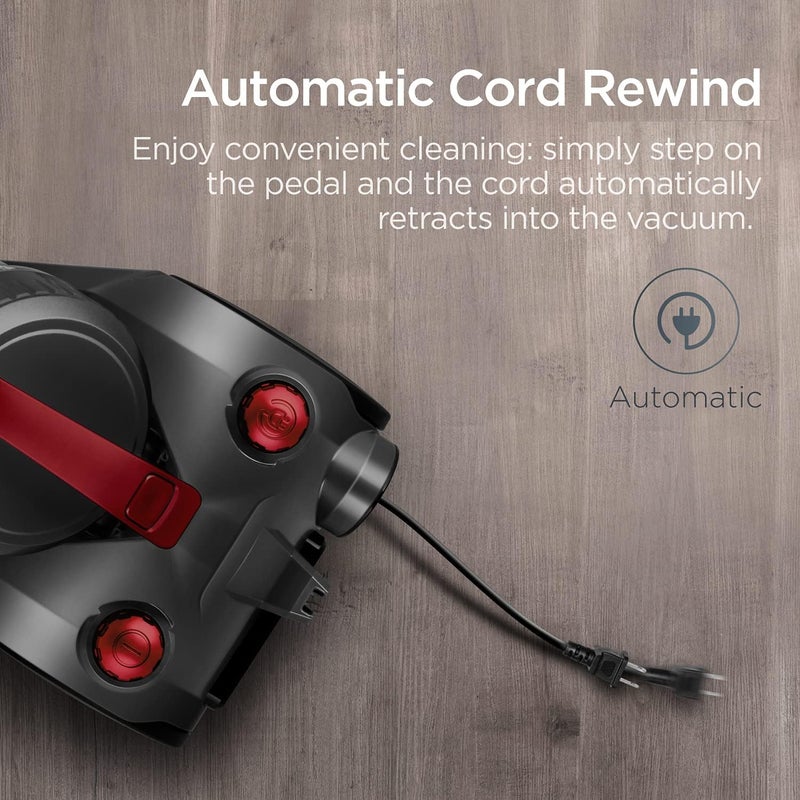 EUREKA مكنسة كهربائية بدون كيس، مكنسة خفيفة للسجاد والأرضيات الصلبة، حمراء، وايرلند NEN110D - Image 3