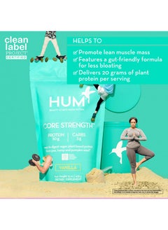 HUM HUM Core Strength Vanilla Protein Powder - Digestion Friendly Vegan Plant Protein for Shakes (15 Servings)  - Image 3