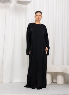 Black Nida Pipping Work Abaya