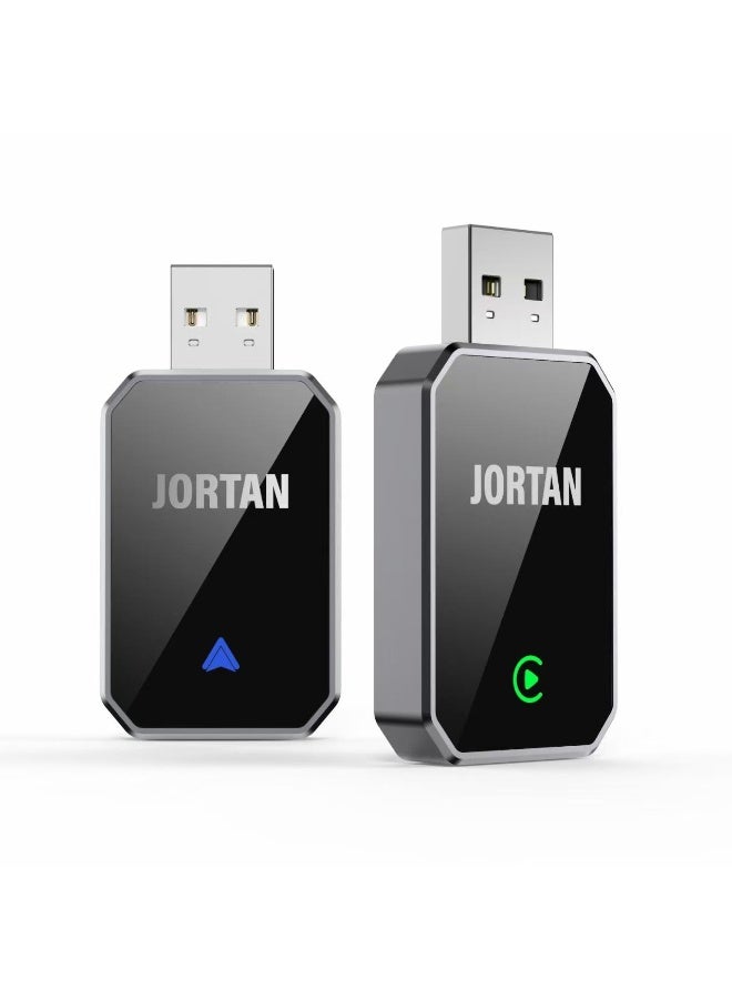 جورتان محول لاسلكي 2 في 1 لأندرويد أوتو وأبل كار بلاي، سهل التركيب، Wi-Fi 6 وBluetooth 5.2، متوافق مع iPhone 6+ / Android 11+، يشمل USB-A/Type-C - Image 1