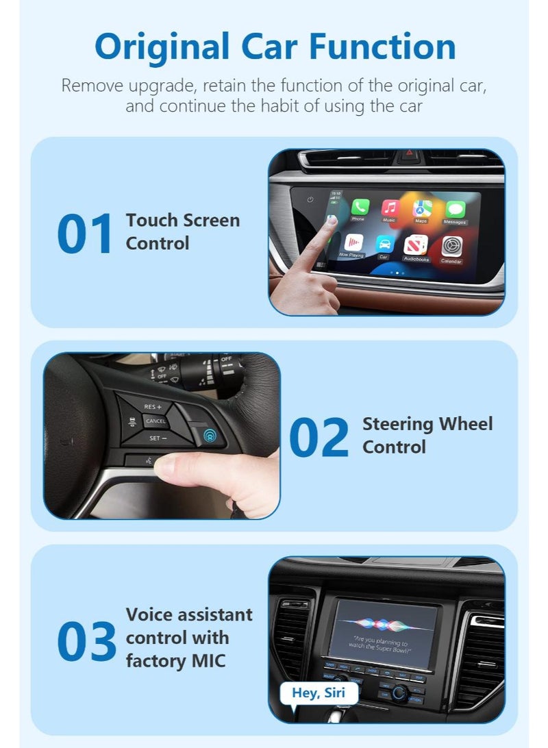 جورتان محول لاسلكي 2 في 1 لأندرويد أوتو وأبل كار بلاي، سهل التركيب، Wi-Fi 6 وBluetooth 5.2، متوافق مع iPhone 6+ / Android 11+، يشمل USB-A/Type-C - Image 3